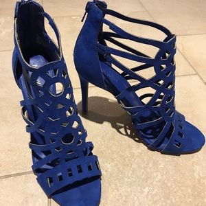 Nine West Blue Strappy High Heels Stilettos Zipper